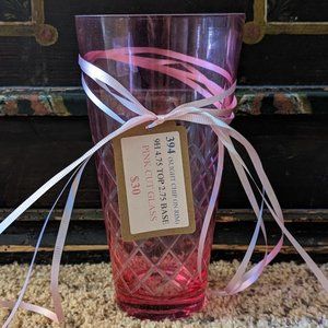 Cut Glass Vase In Pink